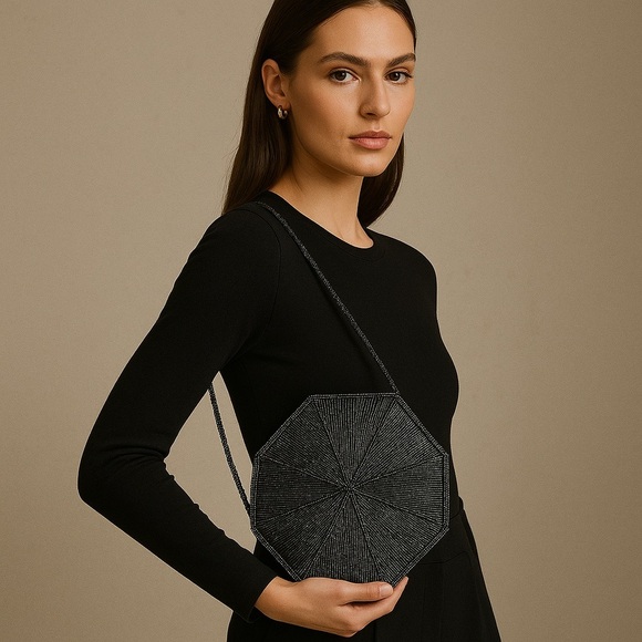 Vintage 1980s Beaded Octagon Clutch – Art Deco Glam - Picture 2 of 12